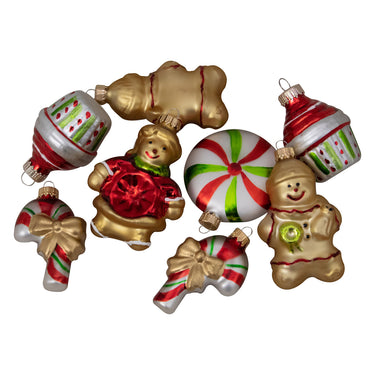 Pack of 8 Gold and Red Gingerbread Men with Sweet Treats Christmas Ornaments 3